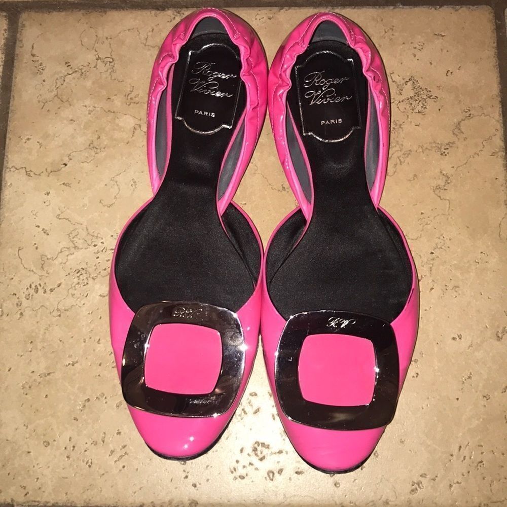Roger Vivier Chips Ballerina Flats, Fuschia